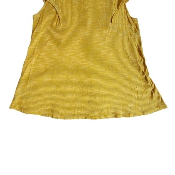 Old Navy yellow white striped flutter sleeve lace-up tie front top sz M - Picture 6 of 10